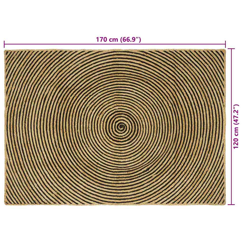 Rug Natural and Black 120 x 170 cm Jute