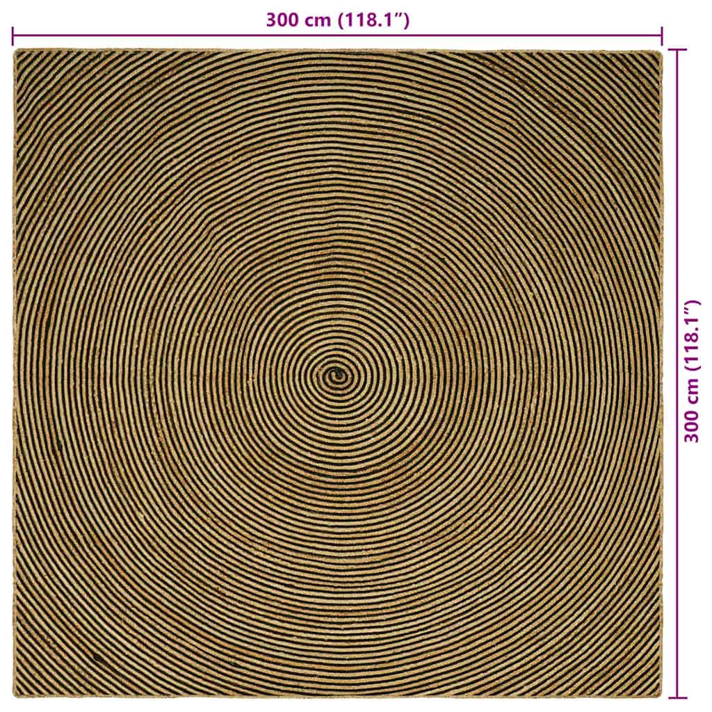 Tapis Naturel et Noir 300 x 300 cm Jute
