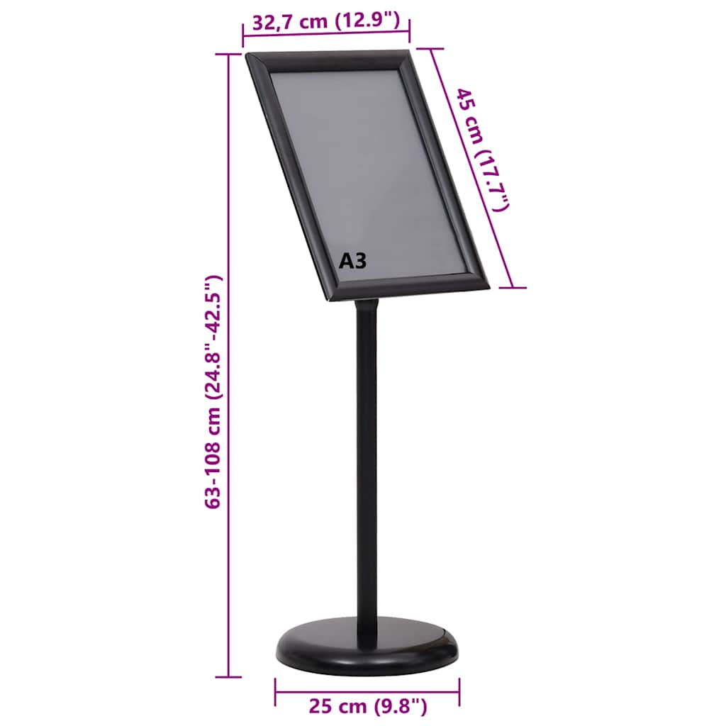 Plakatständer 2 pcs Schwarz 32,7 x 24 x 108 cm Aluminium