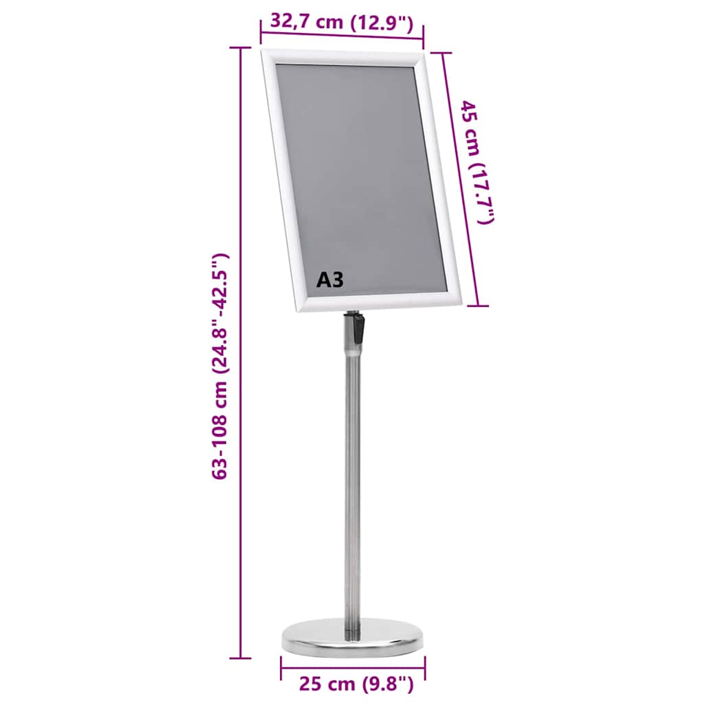Plakatständer 2 pcs Silber 32,7 x 24 x 108 cm Aluminium