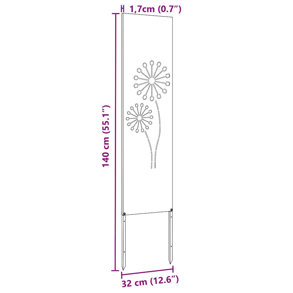 Garden Privacy Screen Canvas Rusty 32 x 140 cm Weathering Steel