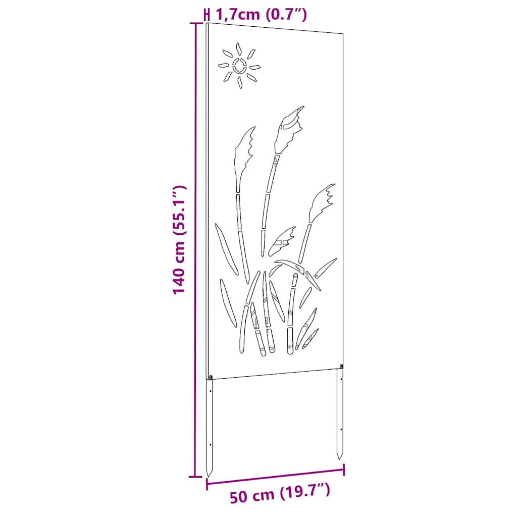 Garten Sichtschutz-Leinwand Rostig 50 x 140 cm Wetterfeststahl