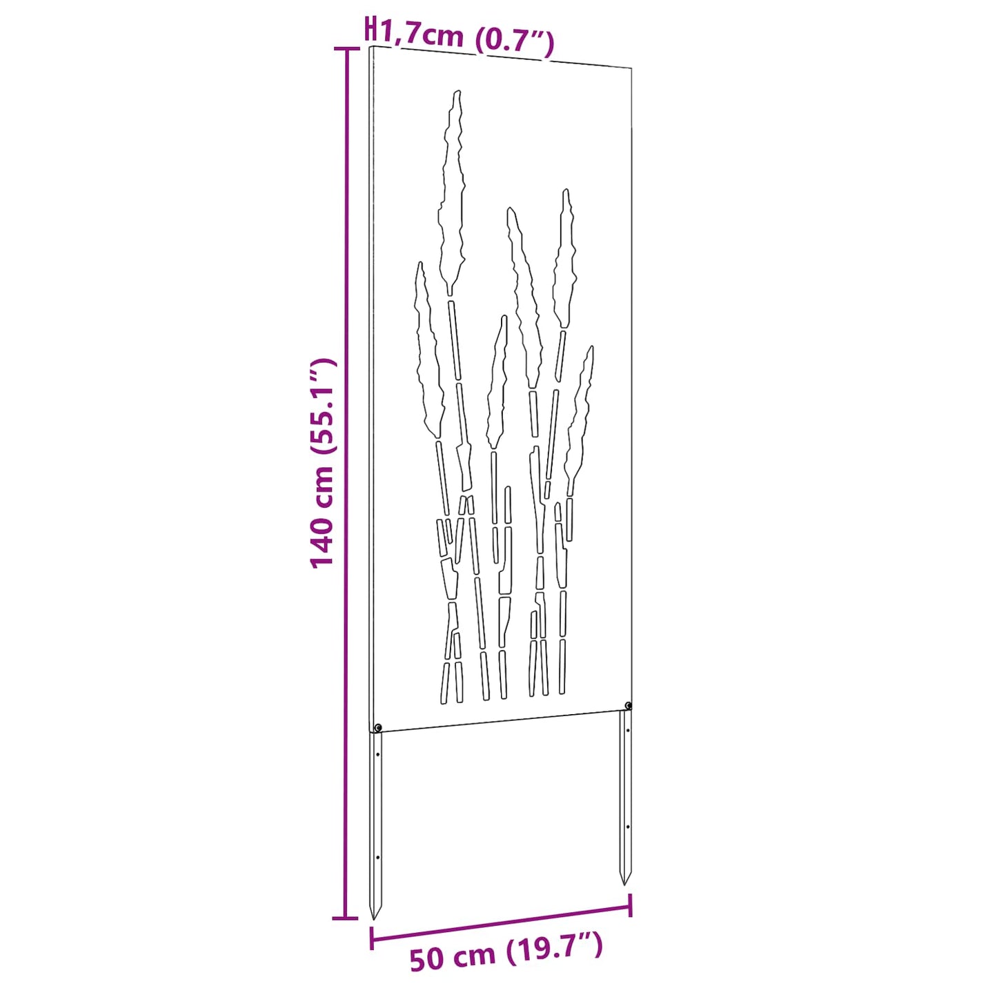 Garden Privacy Screen Silver 50 x 140 cm Galvanized Steel