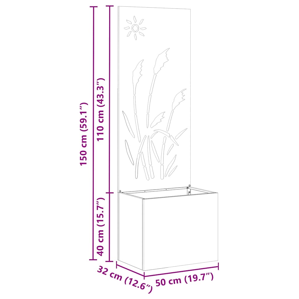 Garden privacy screen canvas silver 50 x 140 cm stainless steel