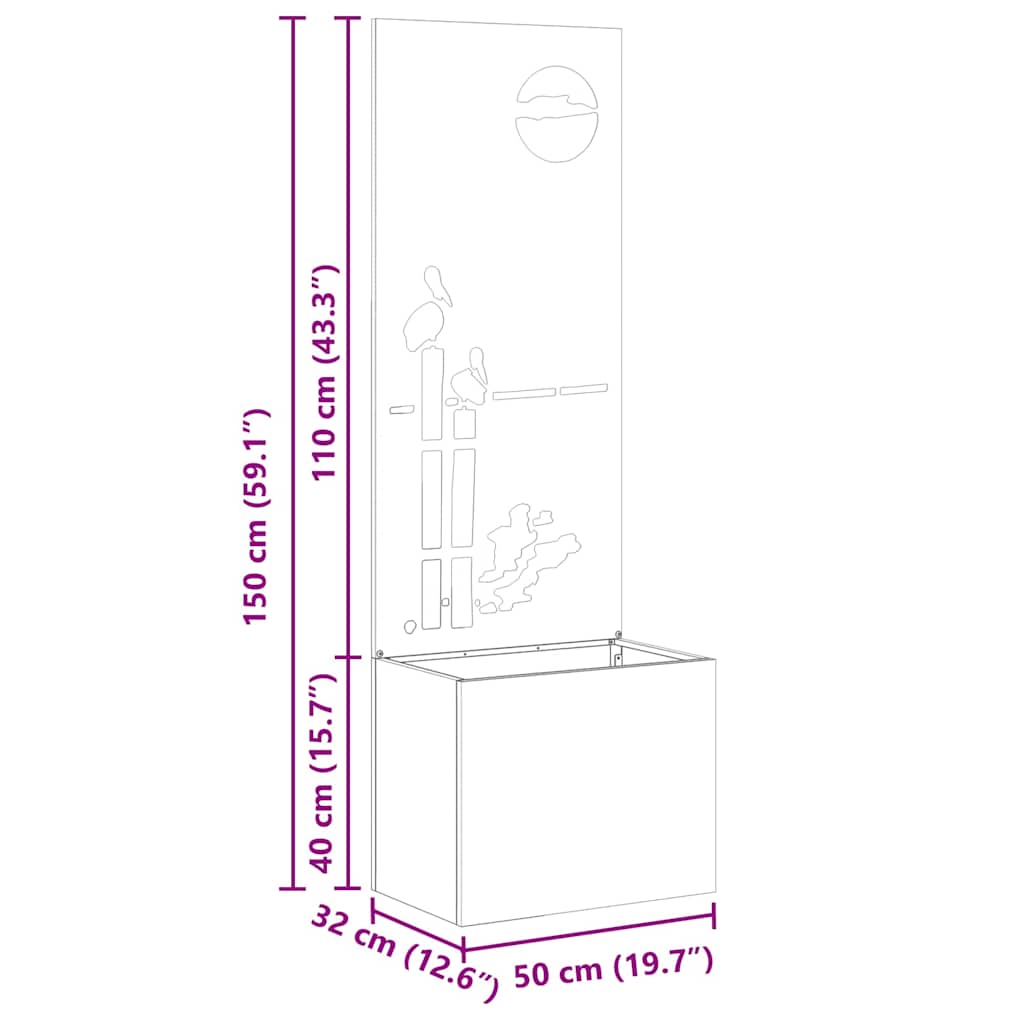 Voile brise-vue de jardin Argent 50 x 140 cm Inox