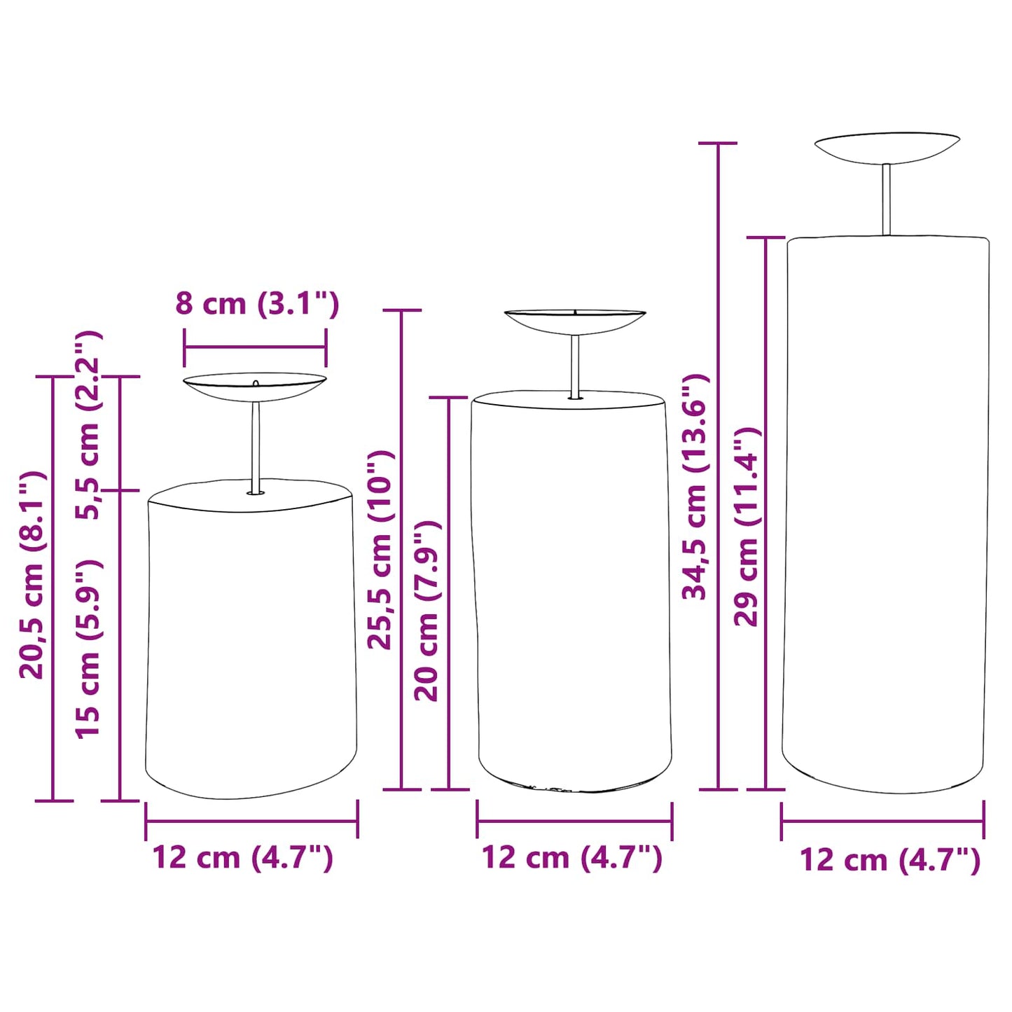 Kerzenhalter 3 pcs Natur Massivholz Teak