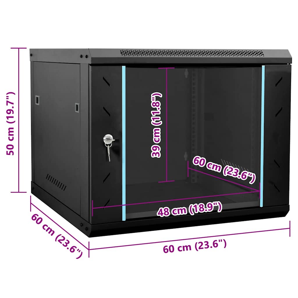 Armoire réseau avec mémoire Noir 60 x 60 x 50 cm Acier