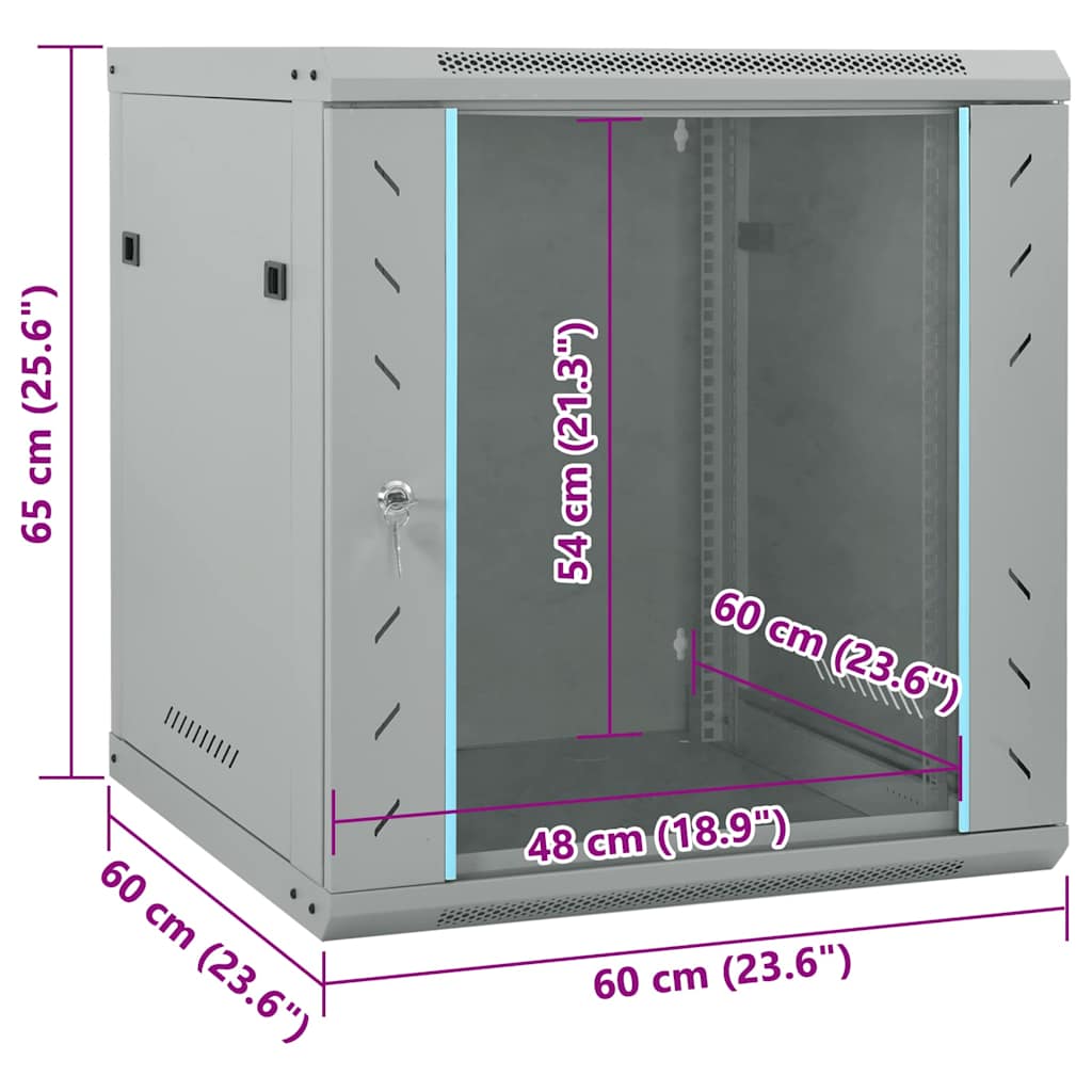 Armoire réseau avec rangement Gris 60 x 60 x 65 cm Acier
