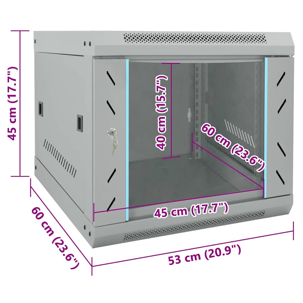 Armoire réseau avec rangement Gris 53 x 60 x 45 cm Acier