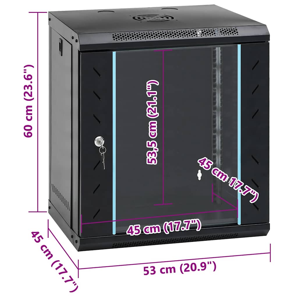 Armoire réseau avec rangement Noir 53 x 45 x 60 cm Acier