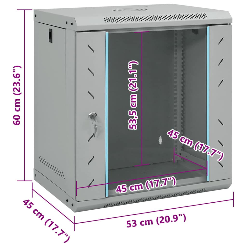 Armoire réseau avec rangement Gris 53 x 45 x 60 cm Acier