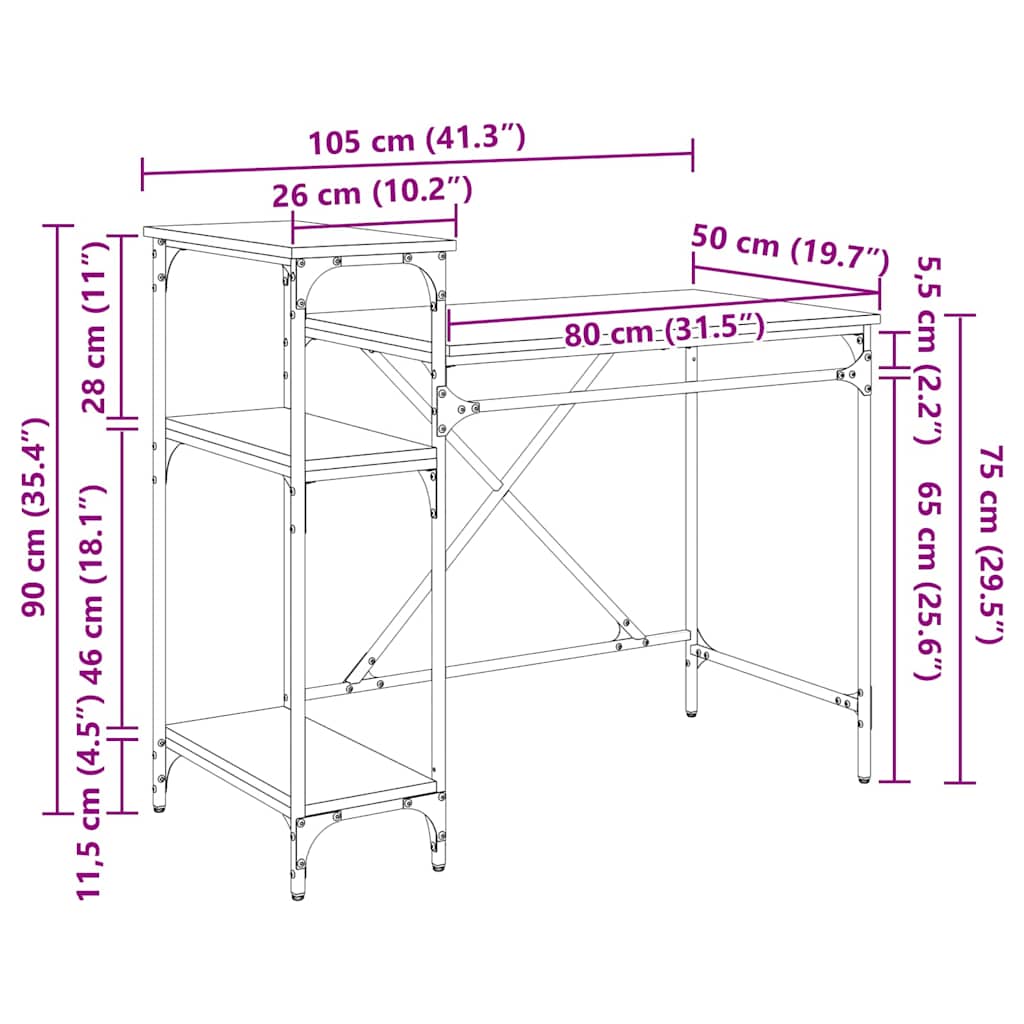 Schreibtisch Artisan-Eiche 105 x 50 x 90 cm Holzwerkstoff
