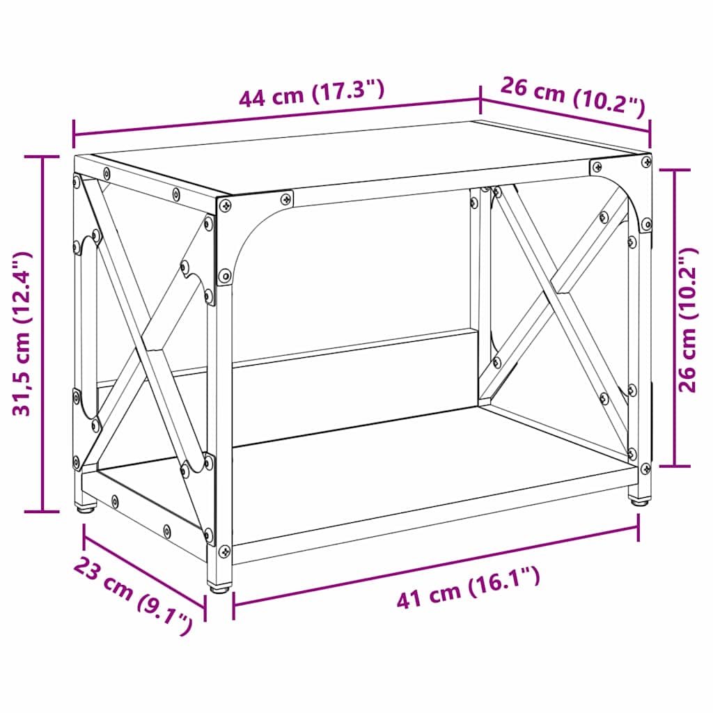 Printer Stand Black Oak-Look 44 x 26 x 31.5 cm