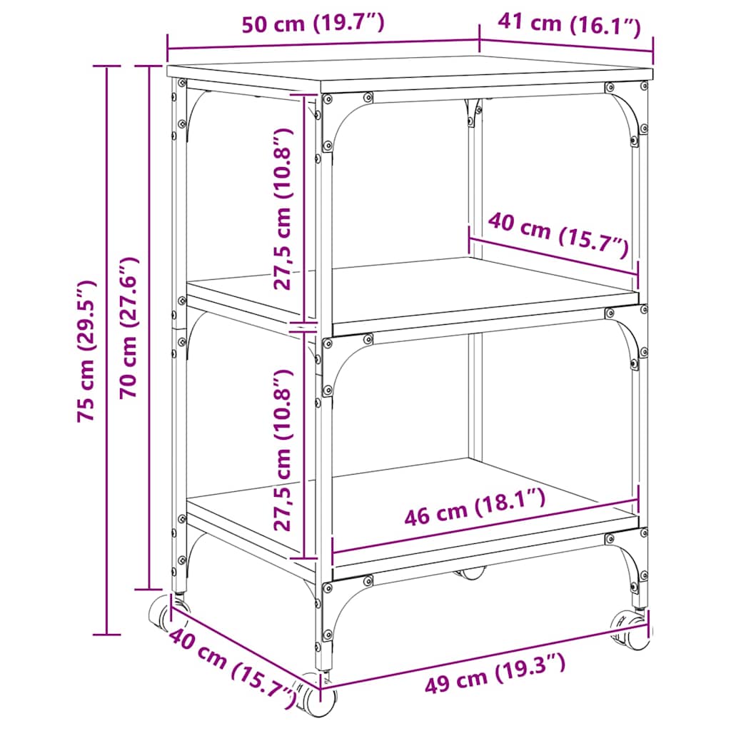 Meuble imprimante chêne Artisan 50 x 41 x 75 cm bois d'ingénierie