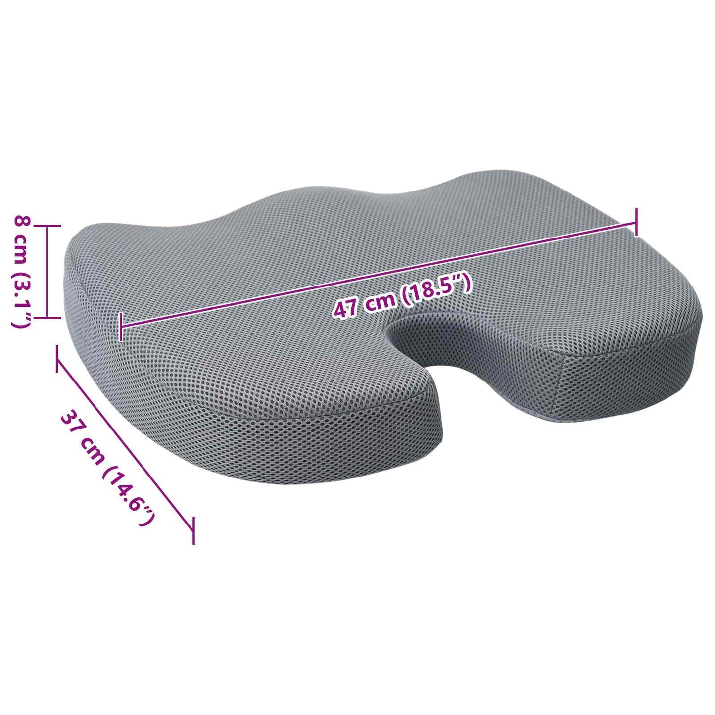 Sitzkissen mit Kissen Grau 47 x 37 x 8 cm Mit Netz