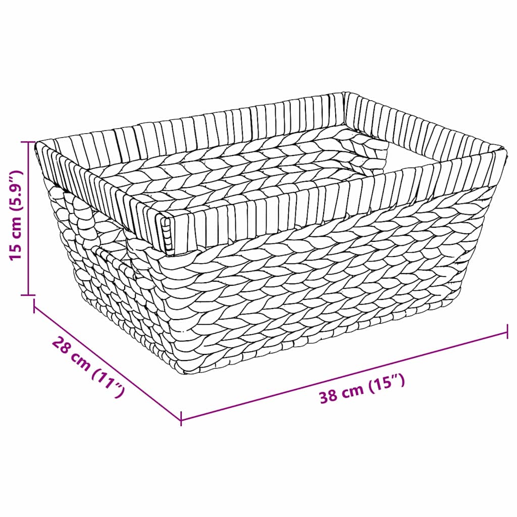 Storage Baskets 2 pcs Natural 38 x 28 x 15 cm Water Hyacinth
