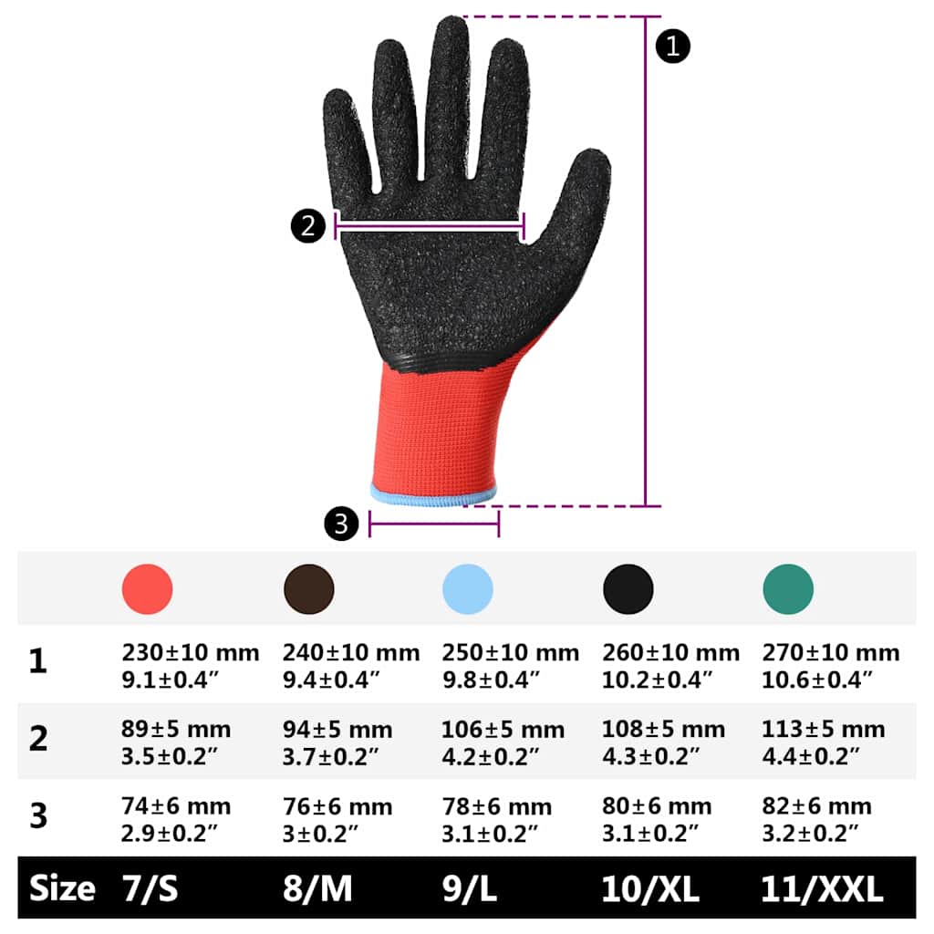 Arbeitshandschuhe 12 pcs Rot und Schwarz 9 / l Latexbeschichtung