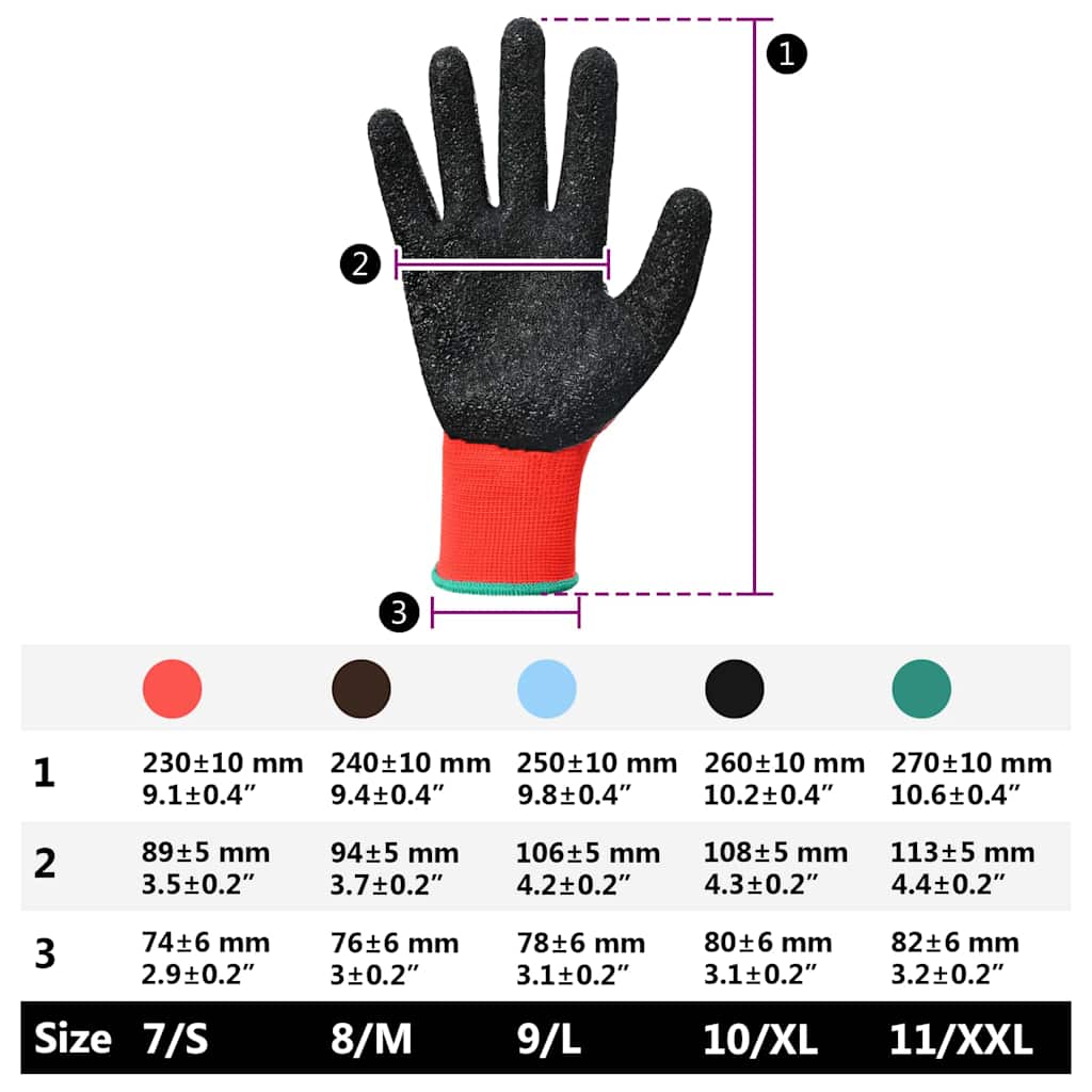 Arbeitshandschuhe 12 pcs Rot und Schwarz 11 / XXL