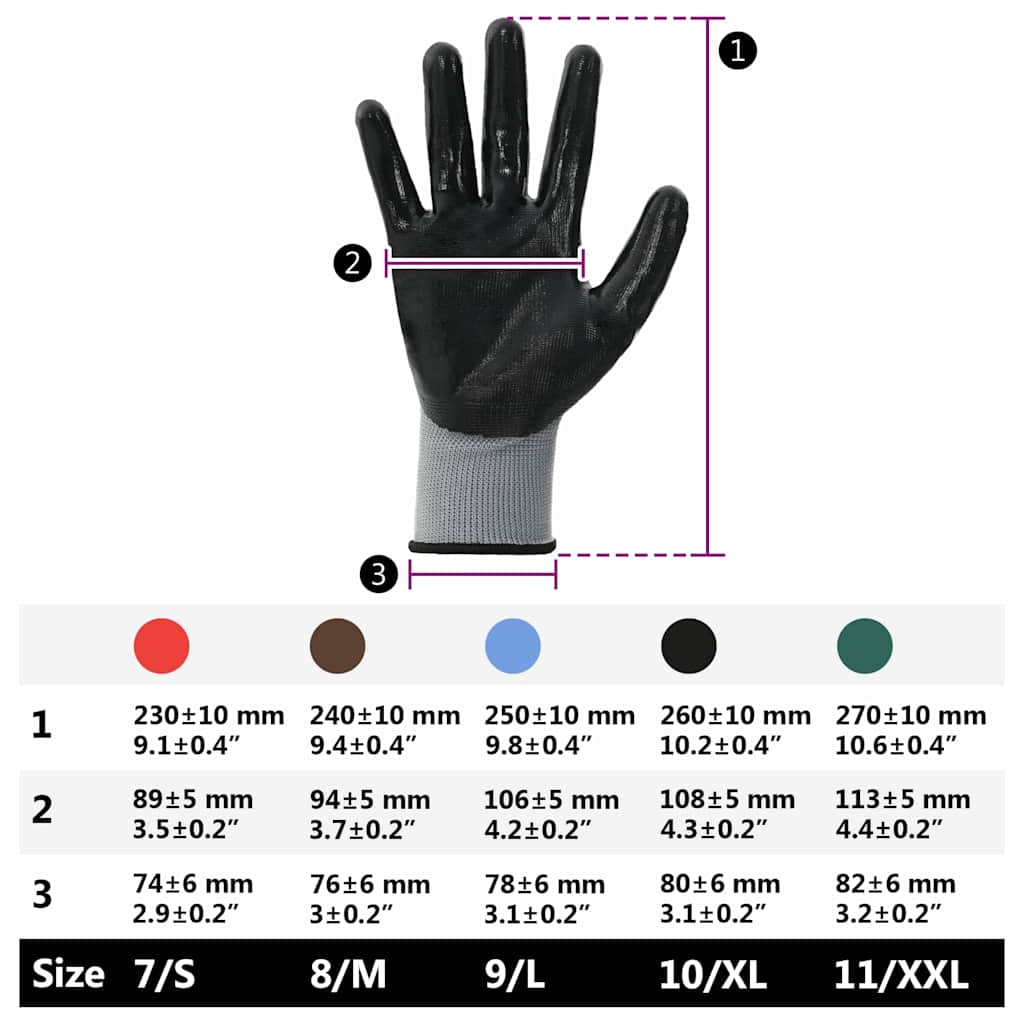 Arbeitshandschuhe 24 pcs Grau und Schwarz 10 / XL Polyester