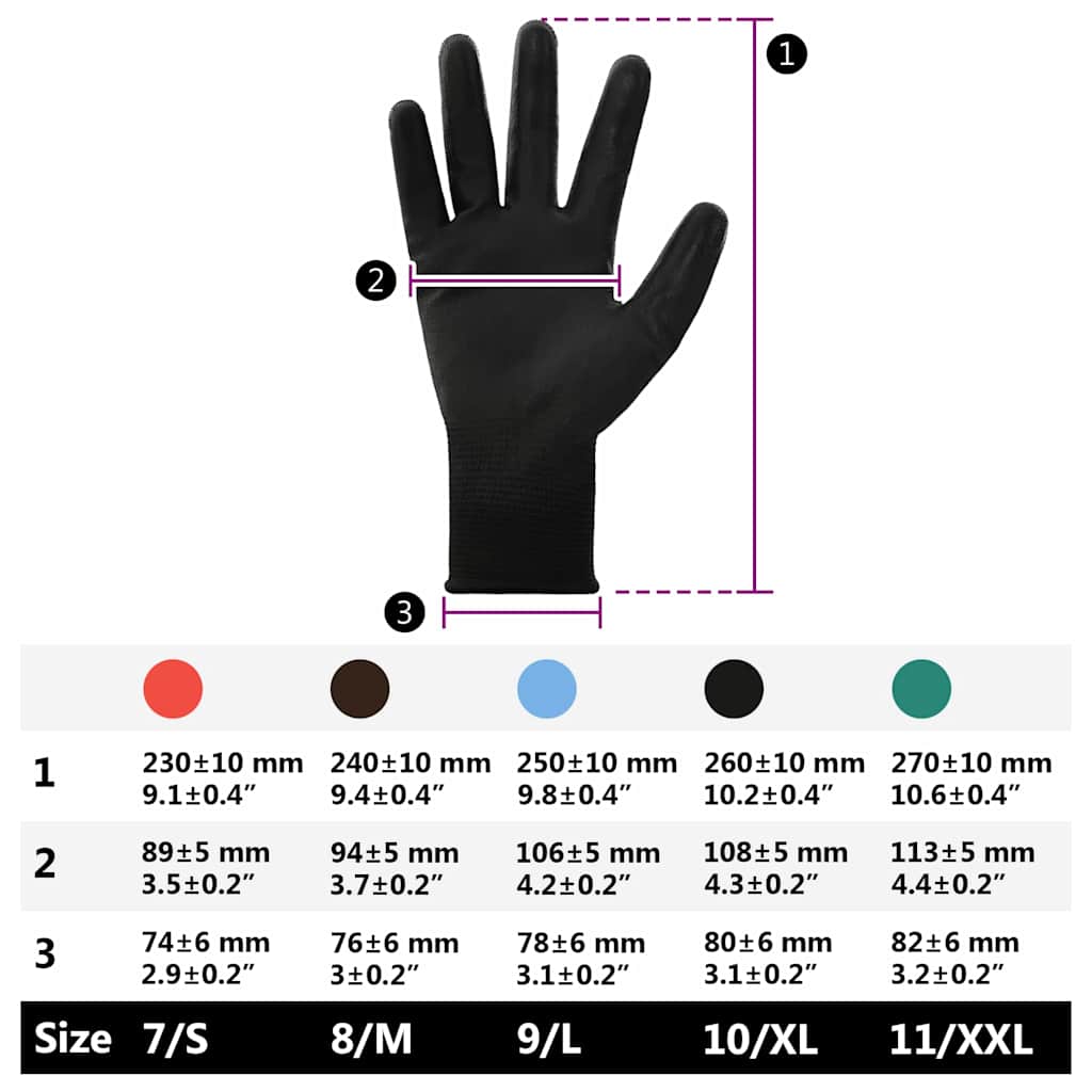 Arbeitshandschuhe 12 pcs Schwarz 10 / XL Polyester