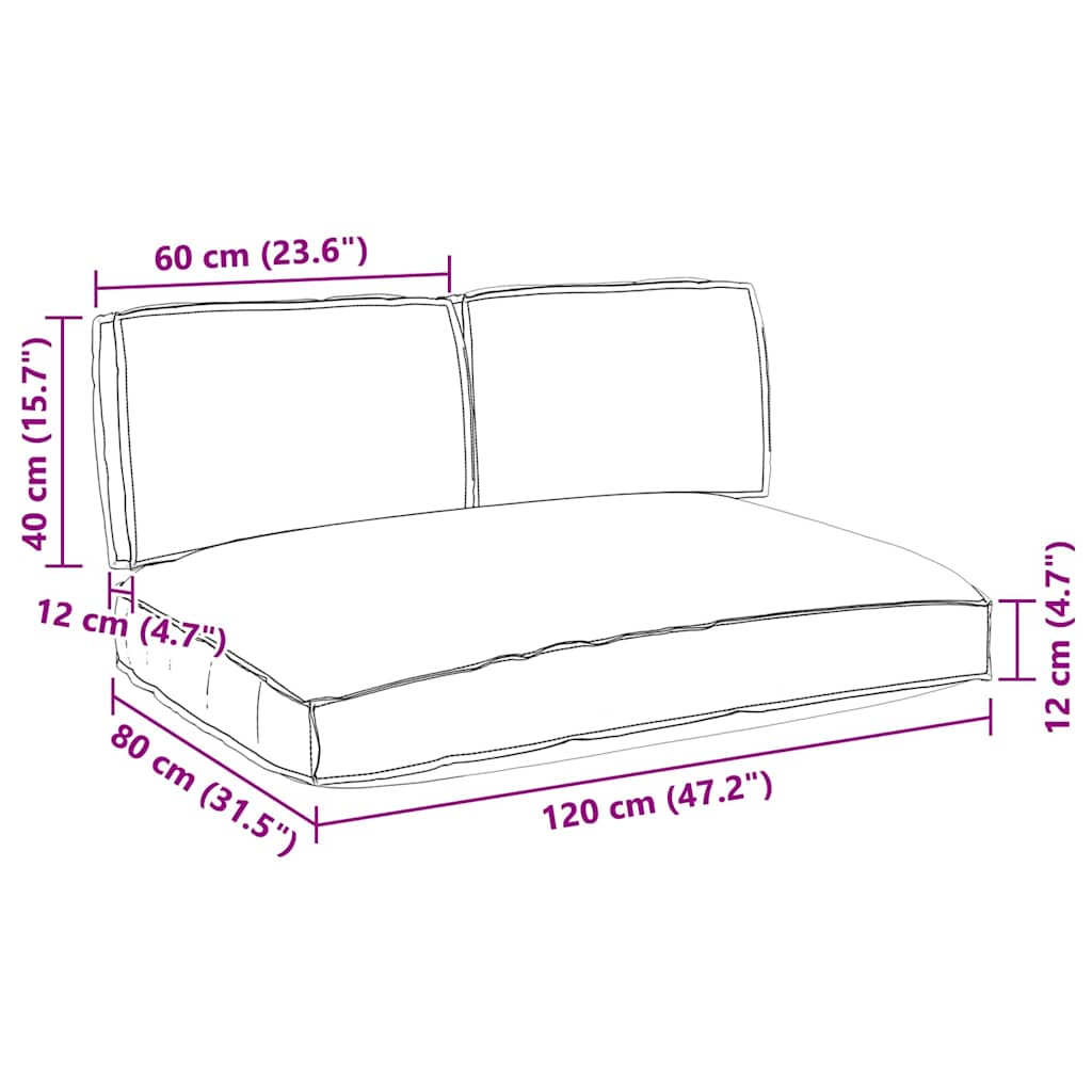 Pallet Cushion Set 3 pcs Beige 120 x 80 x 12 cm Oxford Fabric