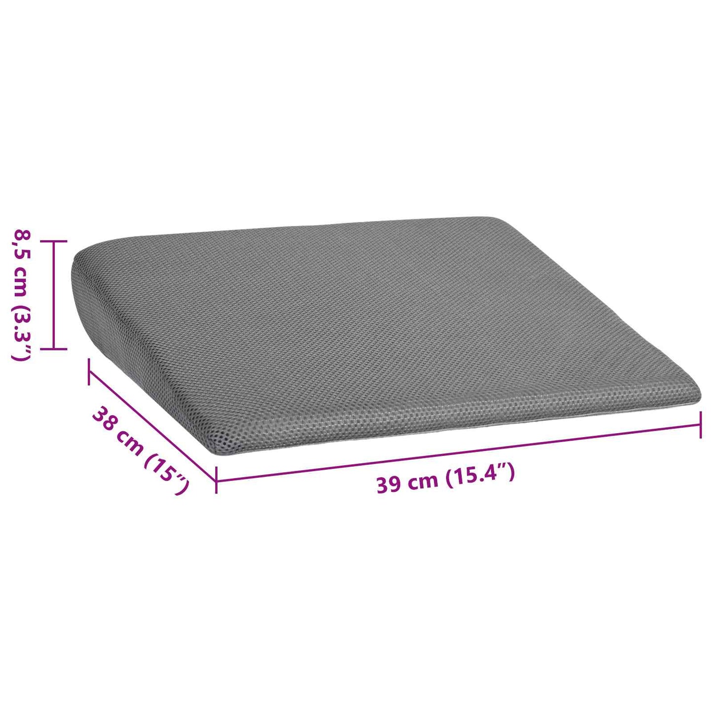 Coussin d'assise gris 39 x 38 x 8,5 cm