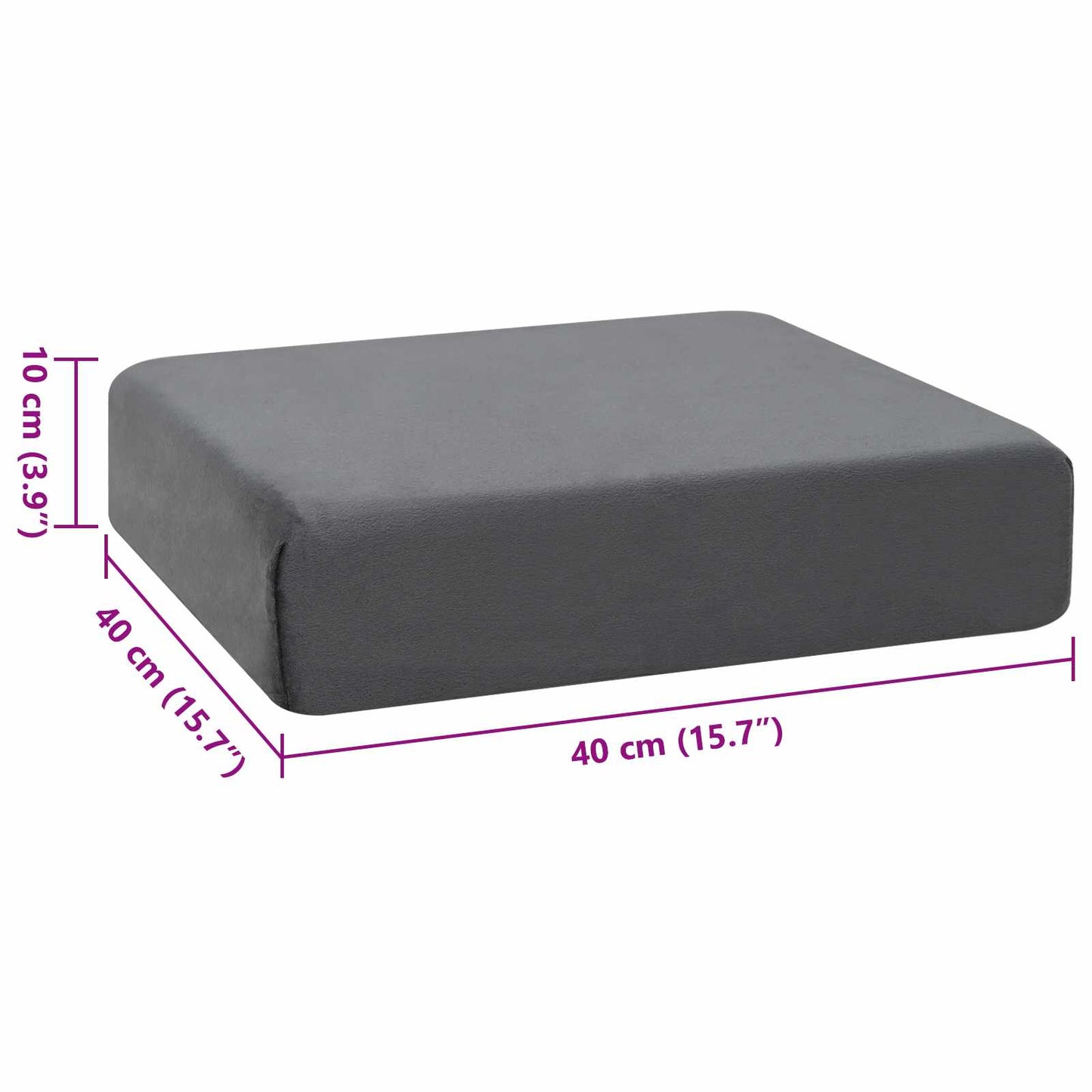 Seat Cushion Grey 40 x 40 x 10 cm