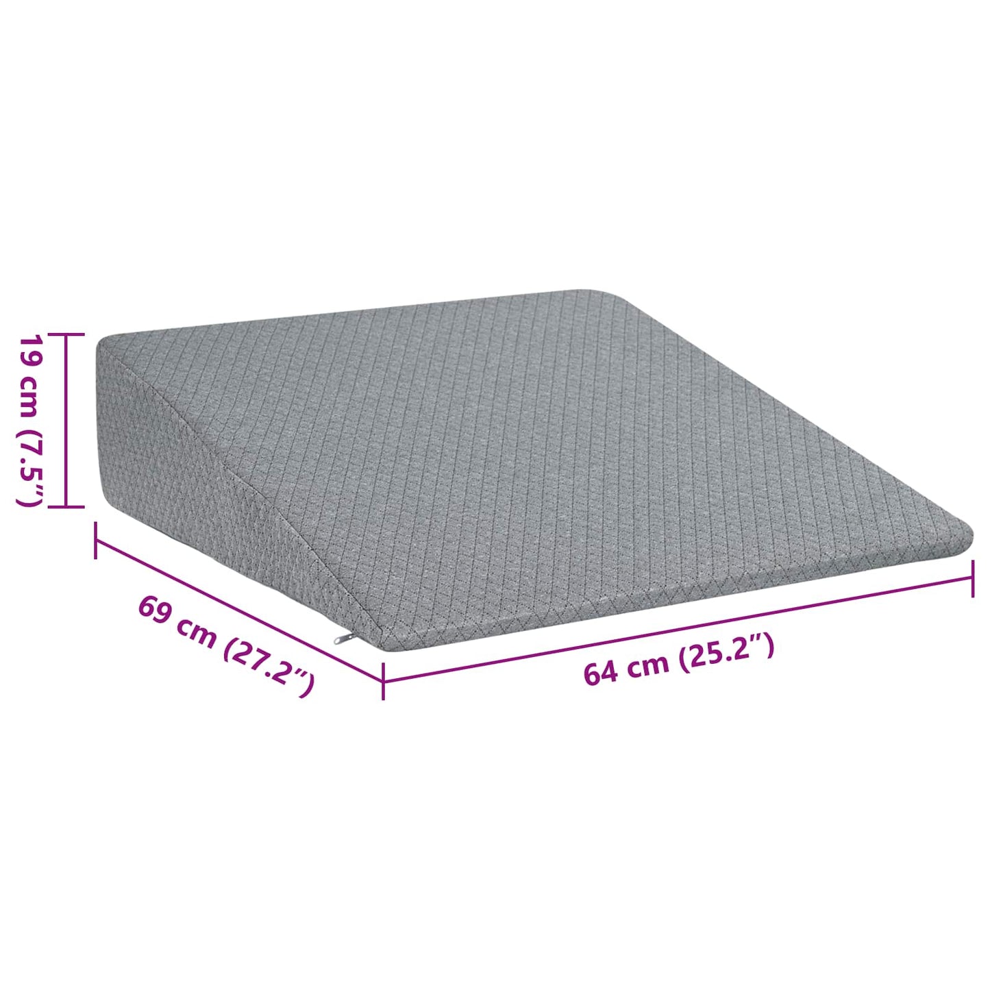 Keil Kopfkissen Uni Grau 69 x 64 x 19 cm