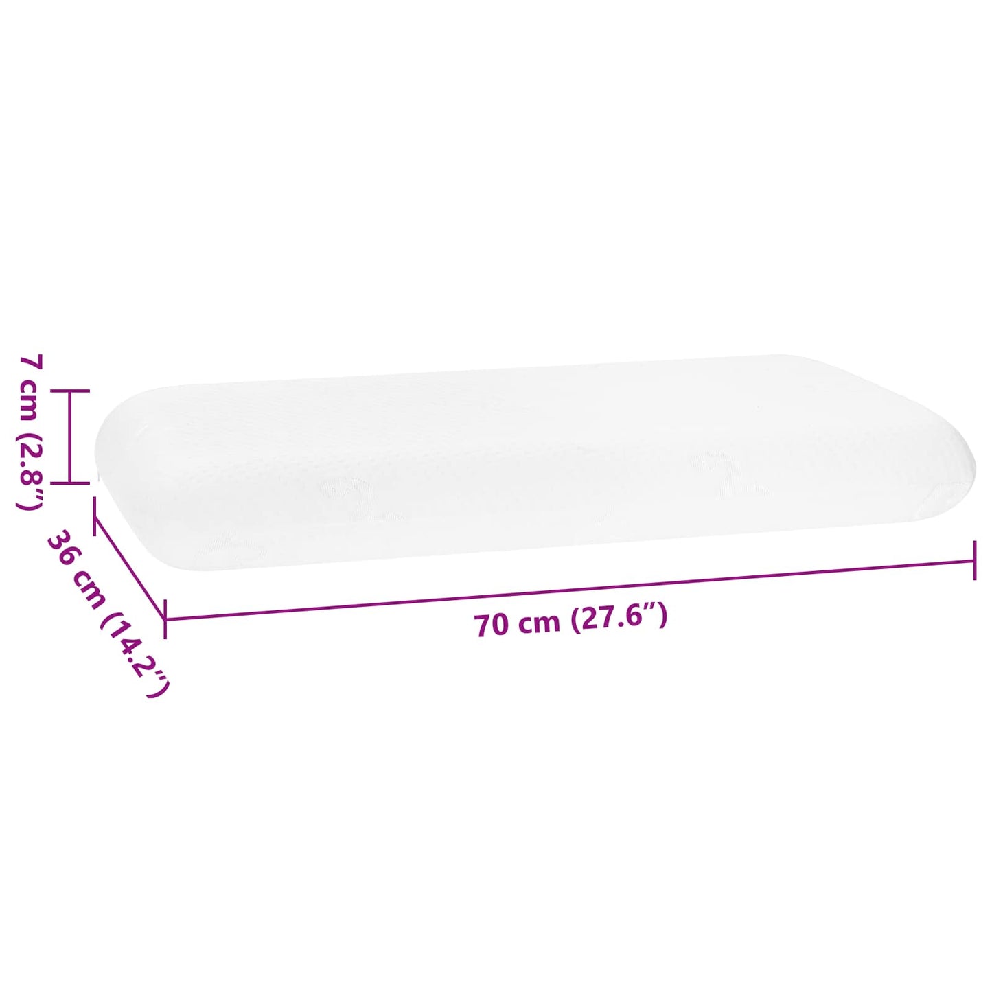Schlafkissen Uni Weiß 70 x 36 x 13 cm