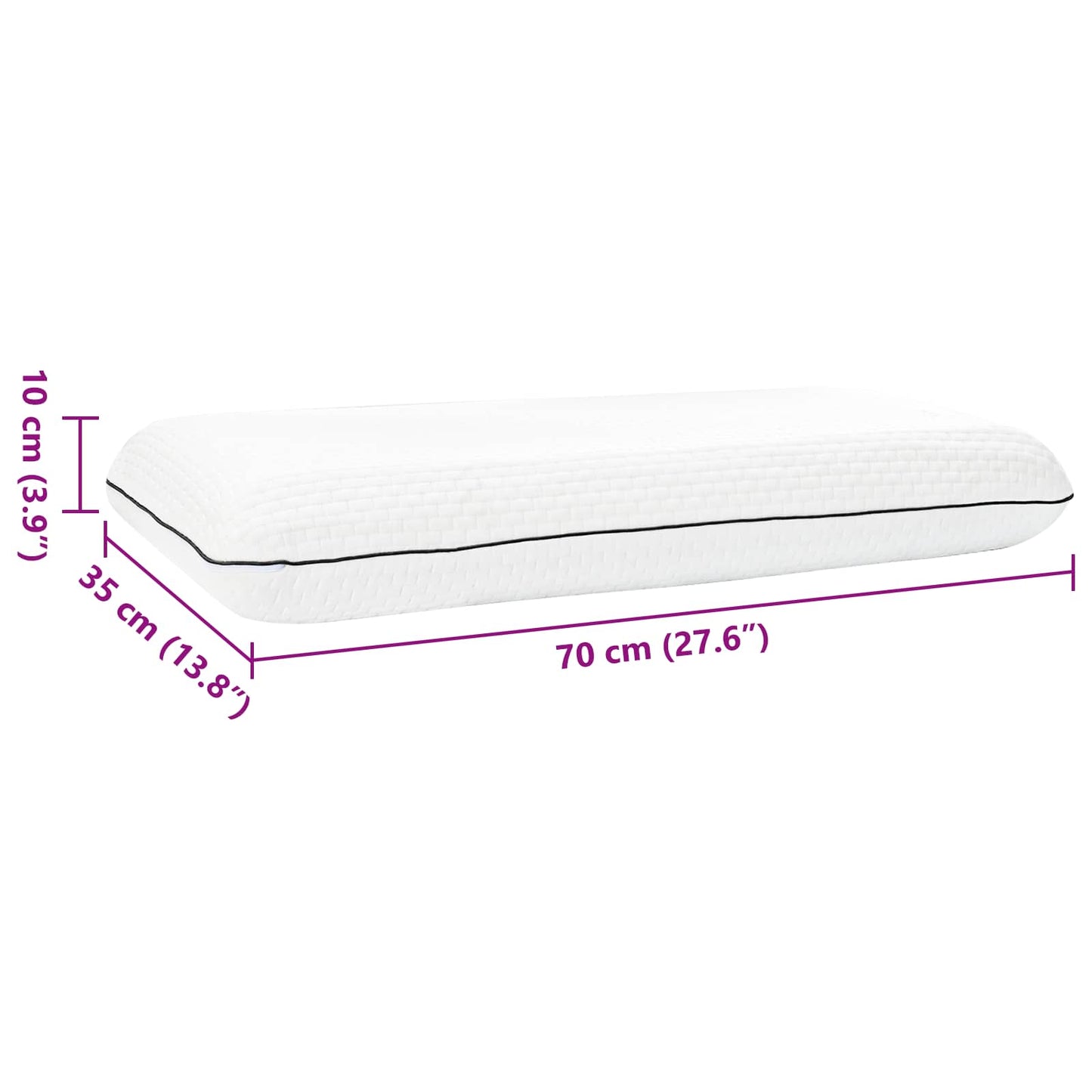 Oreiller uni blanc 70 x 35 x 10 cm