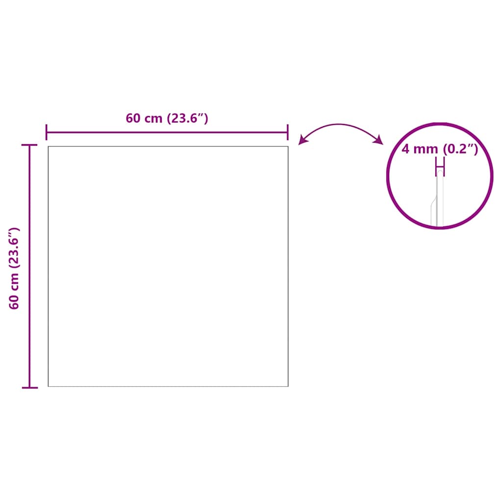 Wandspiegel Quadratisch 60 x 60 cm Gehärtetes Glas