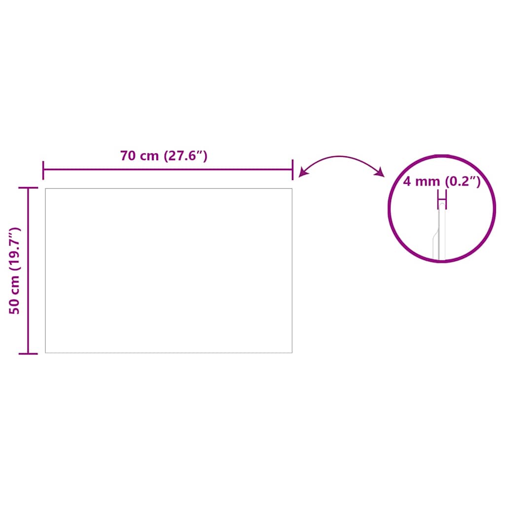 Rectangular Wall Mirror 70 x 50 cm Tempered Glass