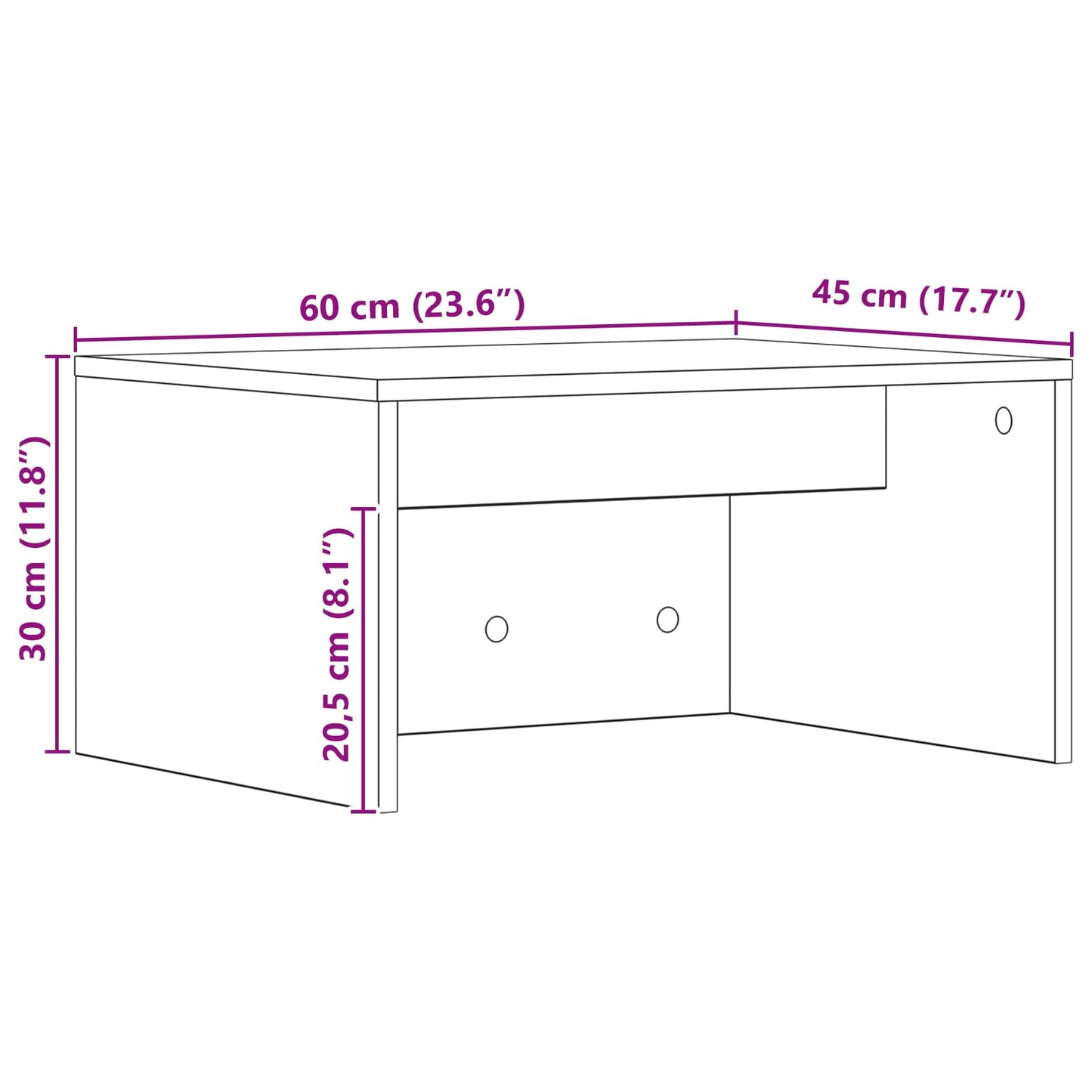 Wall-mounted table wall-mounted concrete gray 60 x 45 x 30 cm engineered wood
