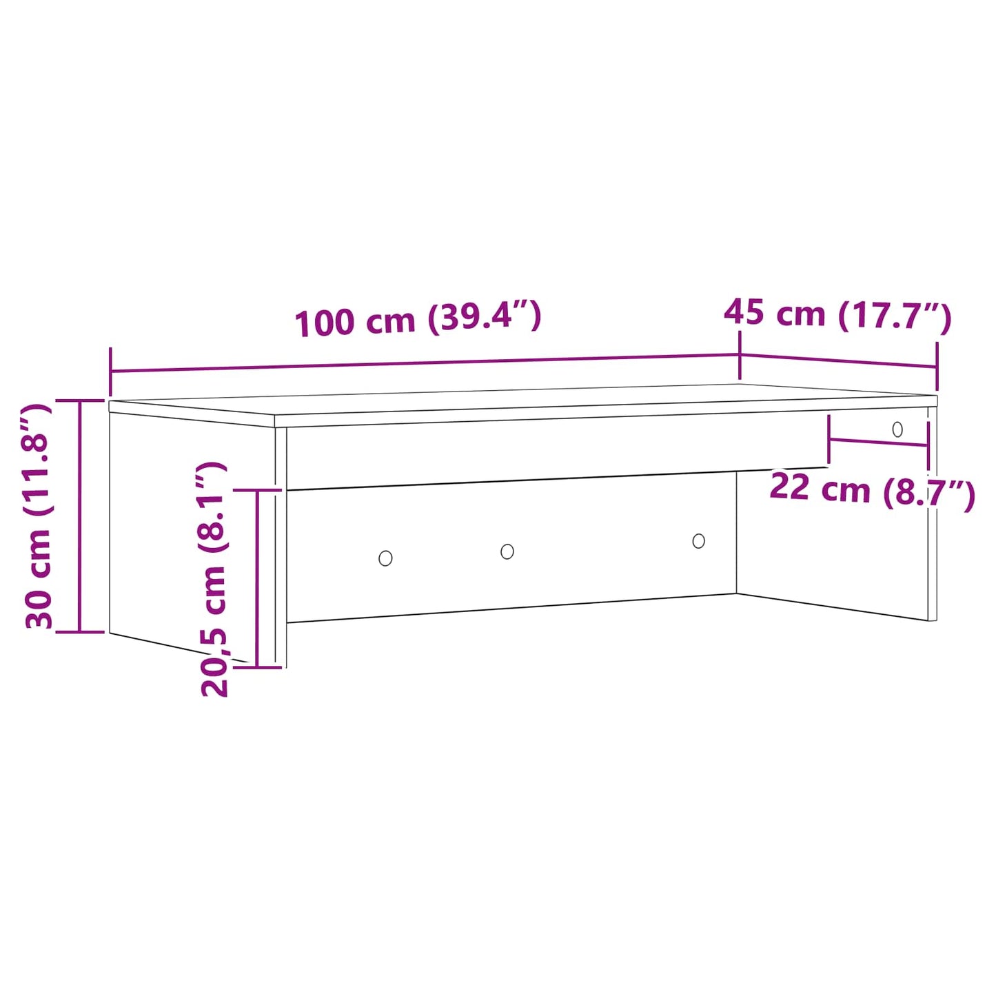 Wandtisch Wandmontiert Altholz 100 x 45 x 30 cm Holzwerkstoff