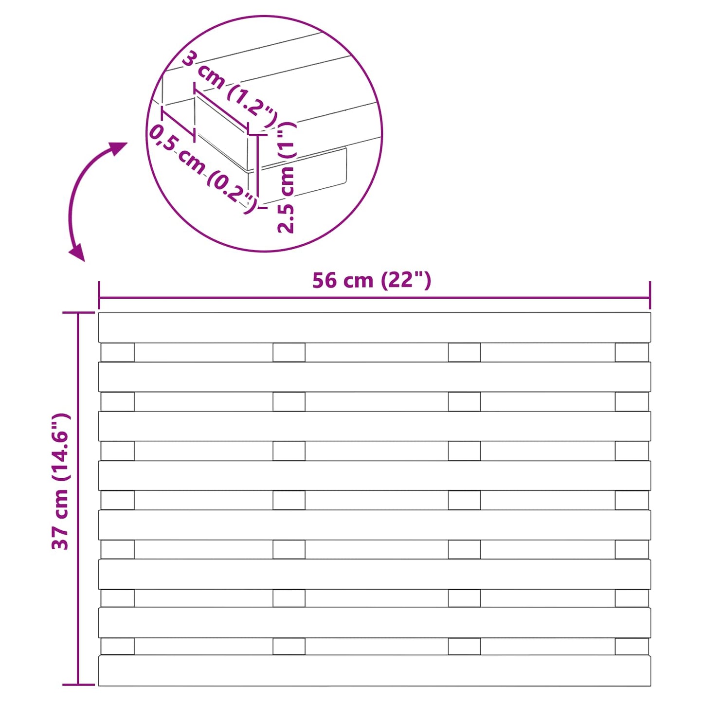 Badematte Uni Braun 100 x 53 cm Holz