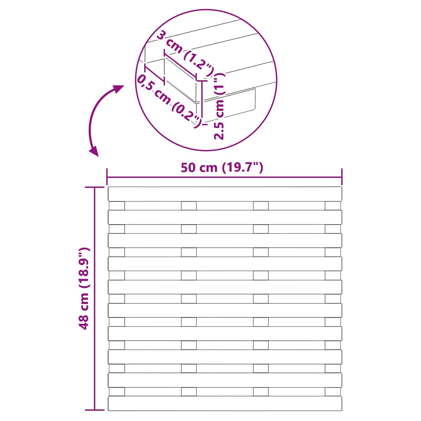 Badematte Uni Braun 100 x 53 cm Holz