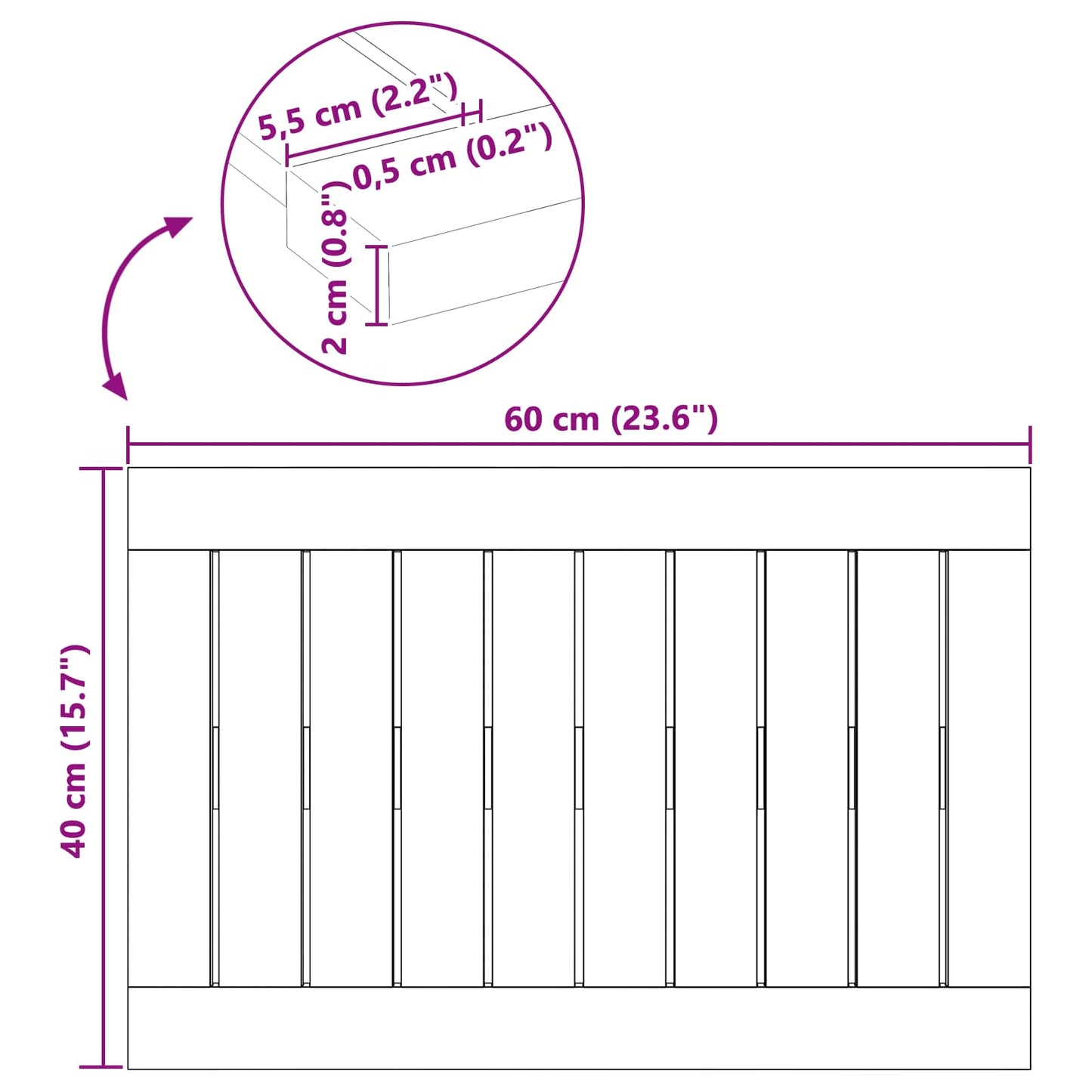 Badematte Uni Braun 60 x 40 cm Holz