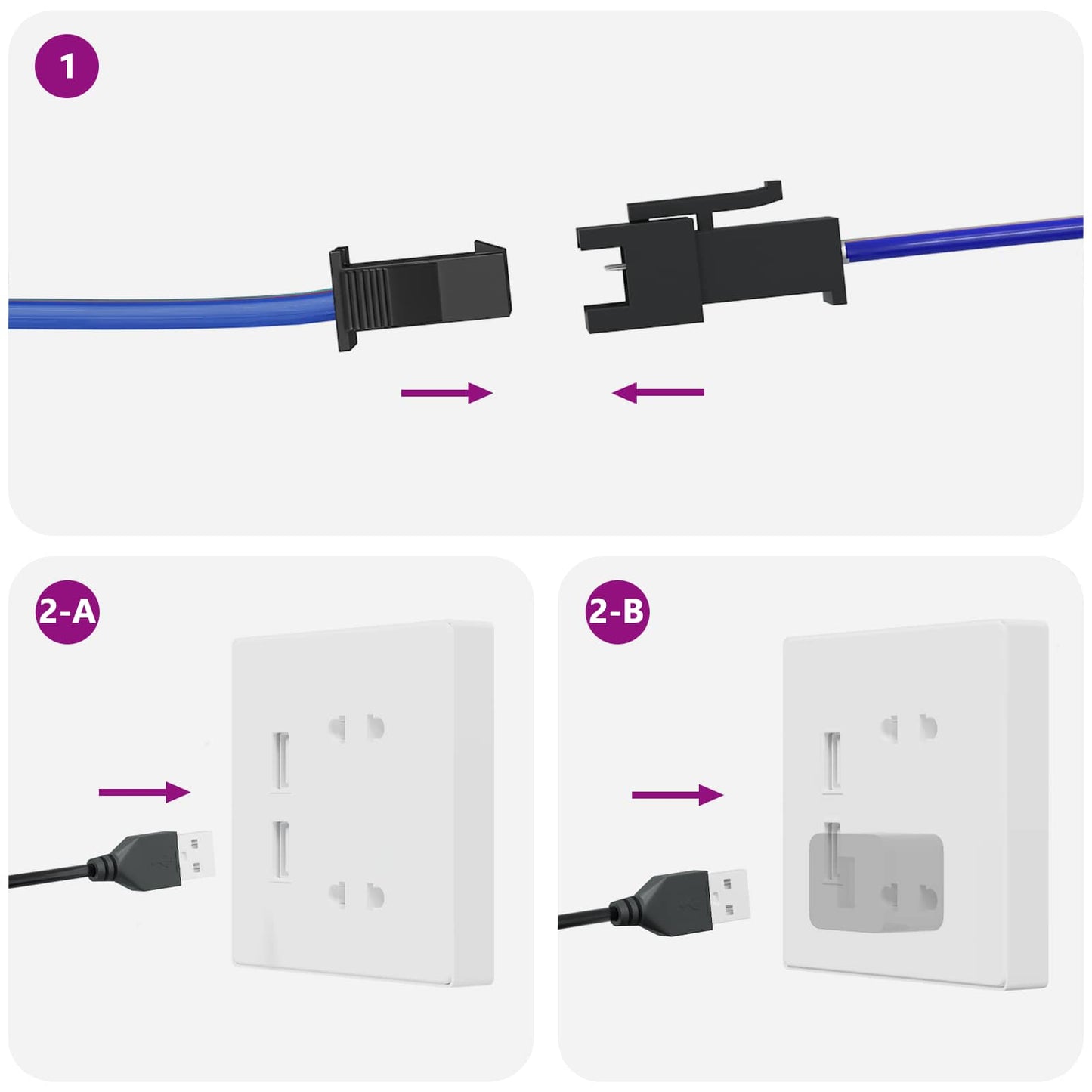 Bandes LED 2 pcs Noir et Transparent 1700 mm