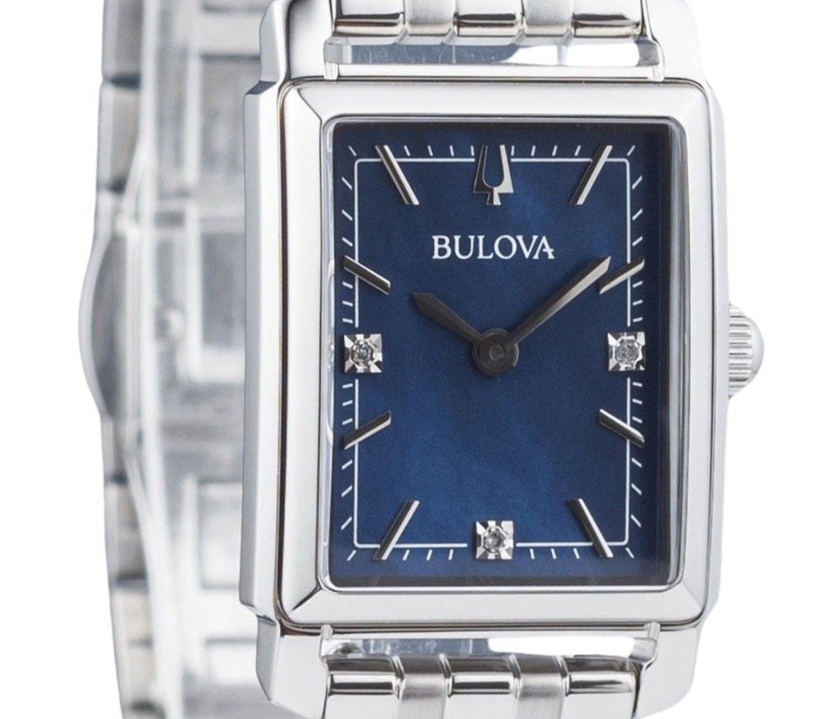 Bulova Classic Sutton Diamond Accent Edelstahl Blaues Zifferblatt Quarz 96P245 Damenuhr