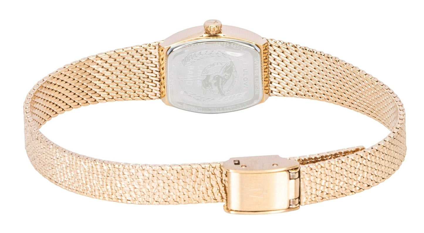 Bulova Goddess Of Time Rose Goldfarben Edelstahl Braunes Zifferblatt Quarz 97L185 Damenuhr