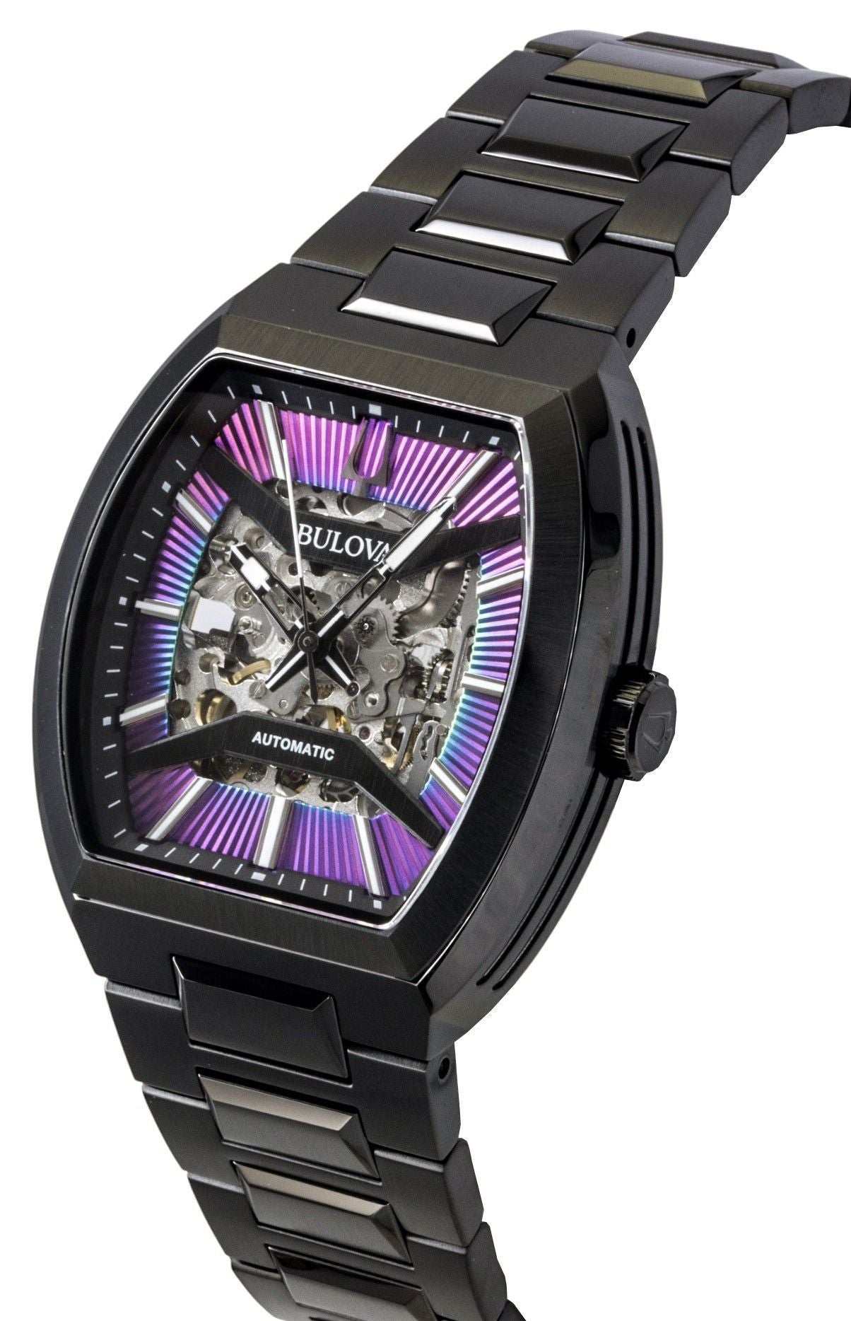 Bulova Maquina Edelstahl Multicolor Semi-Skelett-Zifferblatt Automatik 98A320 Herrenuhr