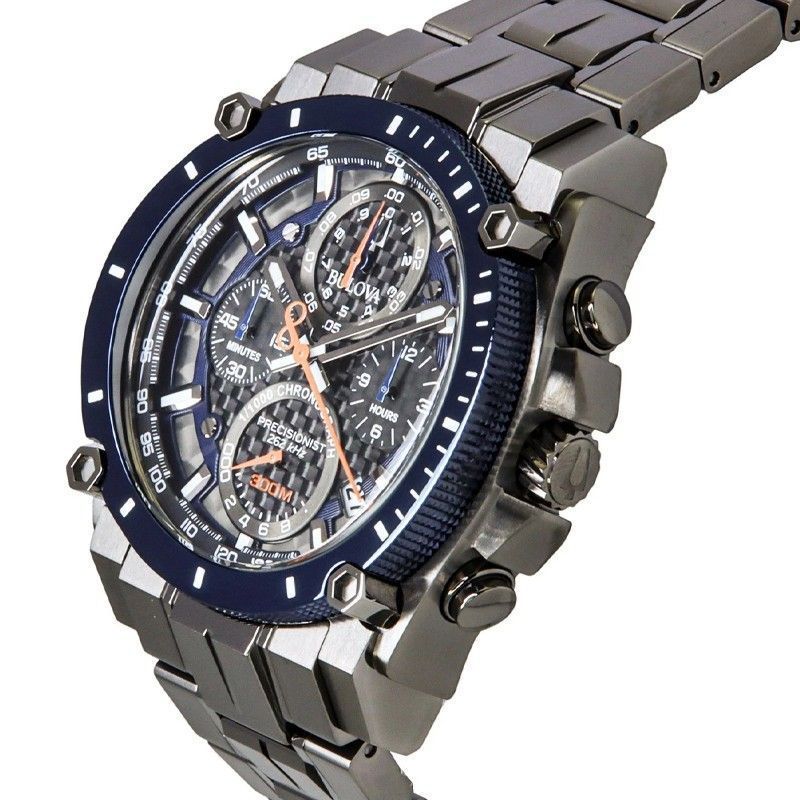 Bulova Icon Precisionist Chronograph Edelstahl Graues Zifferblatt Quarz Taucher 98B343 300M Herrenuhr