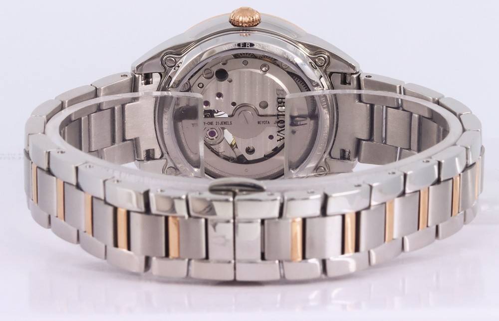 Bulova Classic White Open Heart Dial Automatik 98P170 Damenuhr