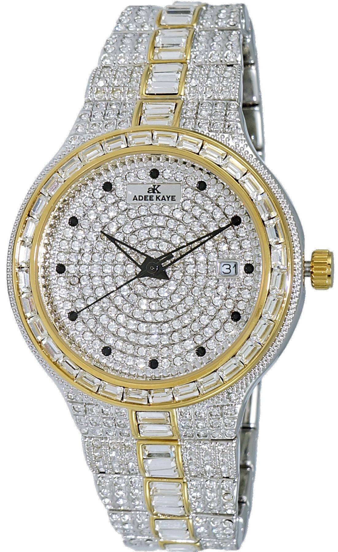 Adee Kaye Fussy Mid-S Collection Crystal Accents Pave Dial Quarz AK2525-M2G Damenuhr