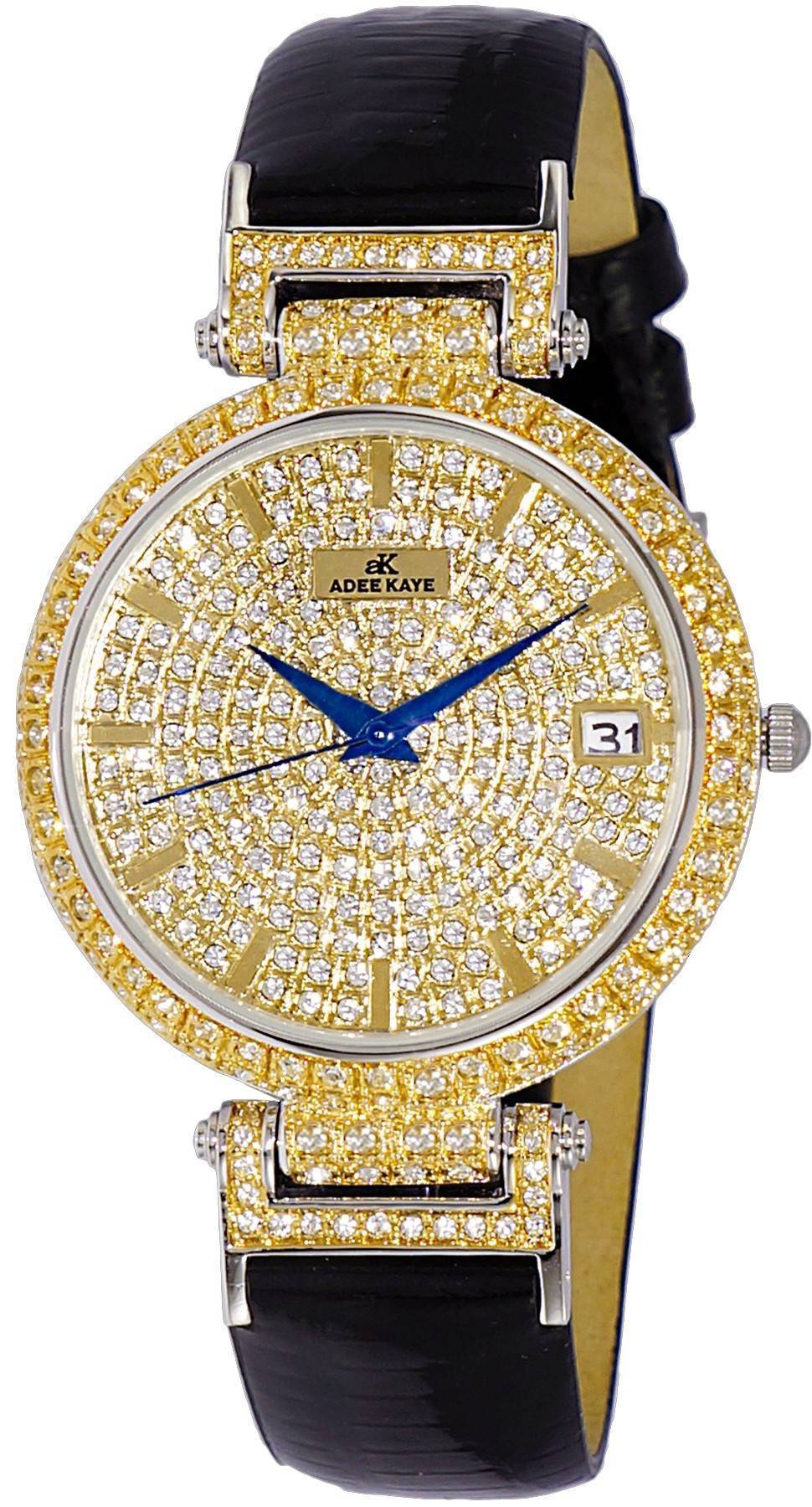 Adee Kaye Embellish Collection Crystal Accents Pave Dial Quarz AK2529-MG Damenuhr