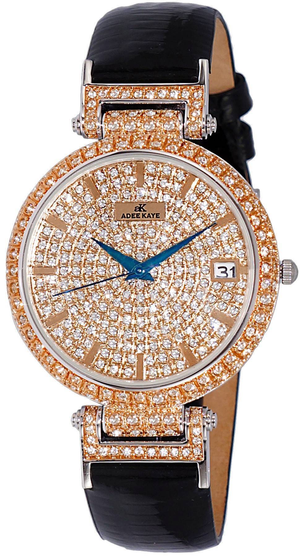 Adee Kaye Embellish Collection Crystal Accents Pave Dial Quarz AK2529-MRG Damenuhr