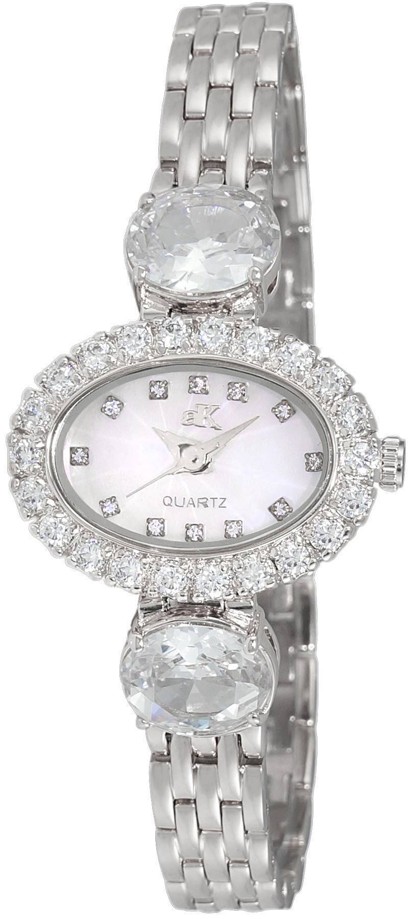 Adee Kaye Fancy Collection Crystal Accents Perlmutt-Zifferblatt Quarz AK2730-S Damenuhr