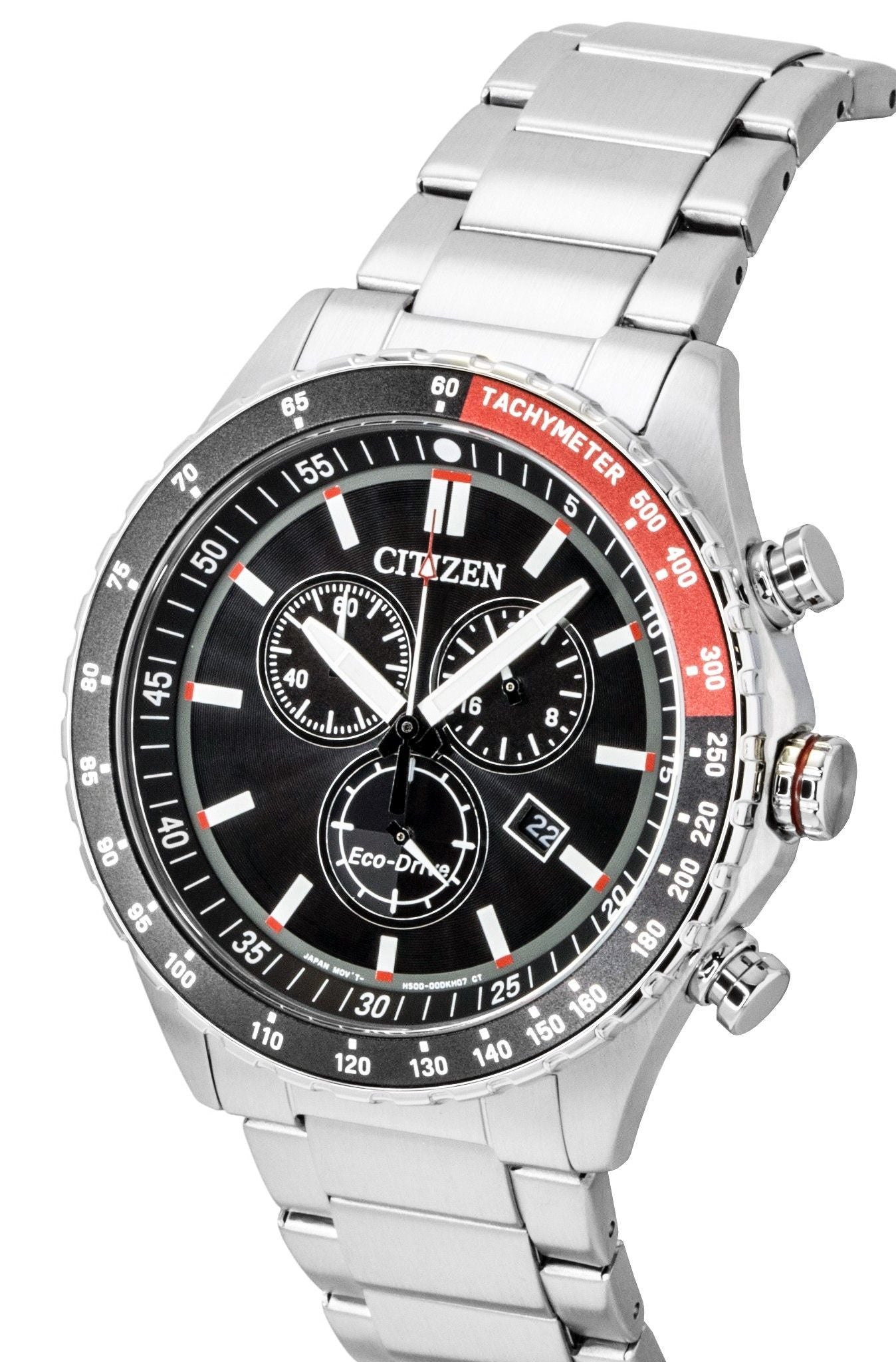 Citizen Eco-Drive Chronograph Edelstahl Schwarzes Zifferblatt Solar AT2566-88E 100M Herrenuhr