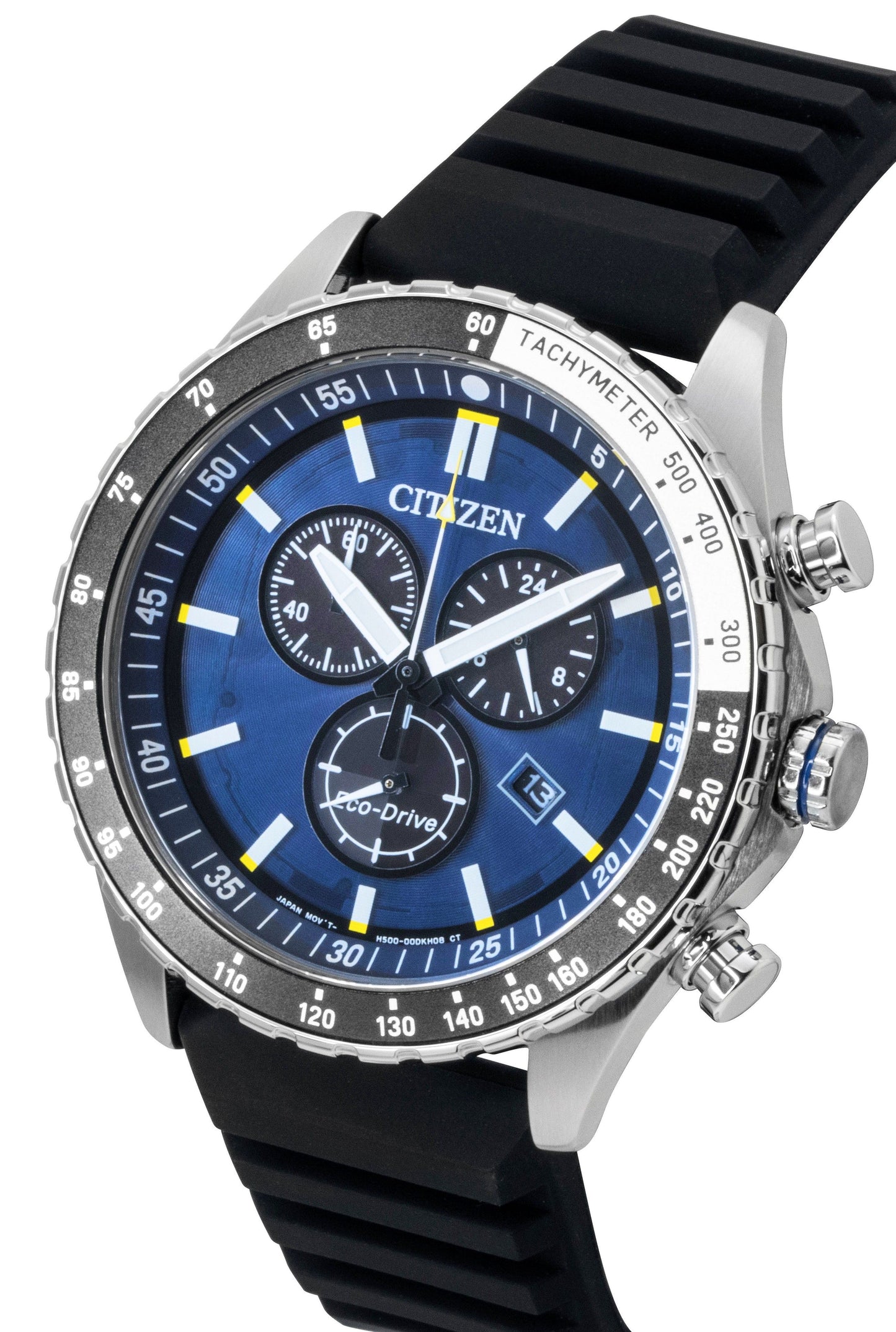 Citizen Eco-Drive Chronograph Silicone Strap Blaues Zifferblatt AT2569-04L 100M Herrenuhr