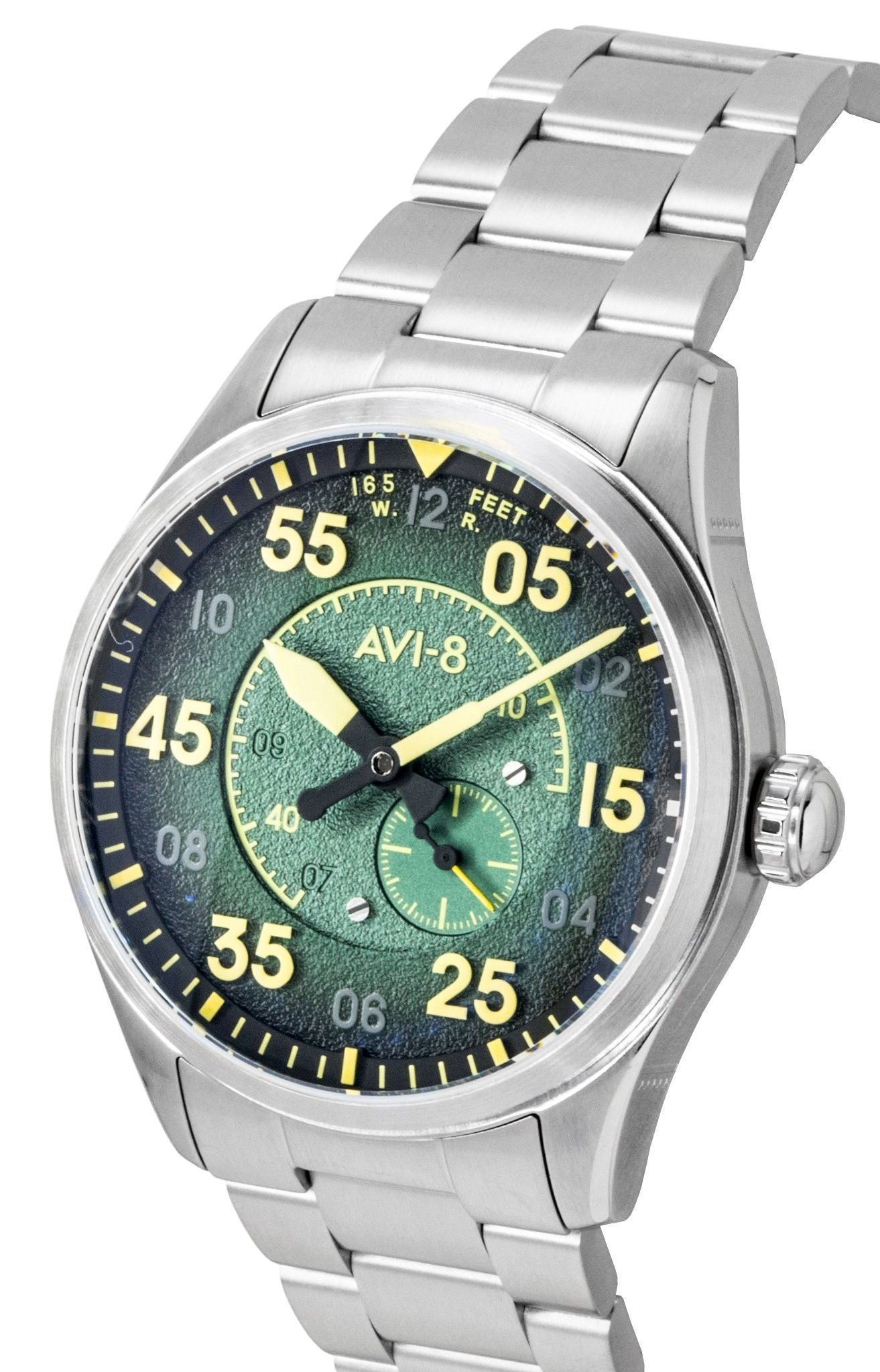 AVI 8 Spitfire Type 300 Tarmac Tracker Edelstahl Gr?nes Zifferblatt Automatik AV-4147-22 Herrenuhr